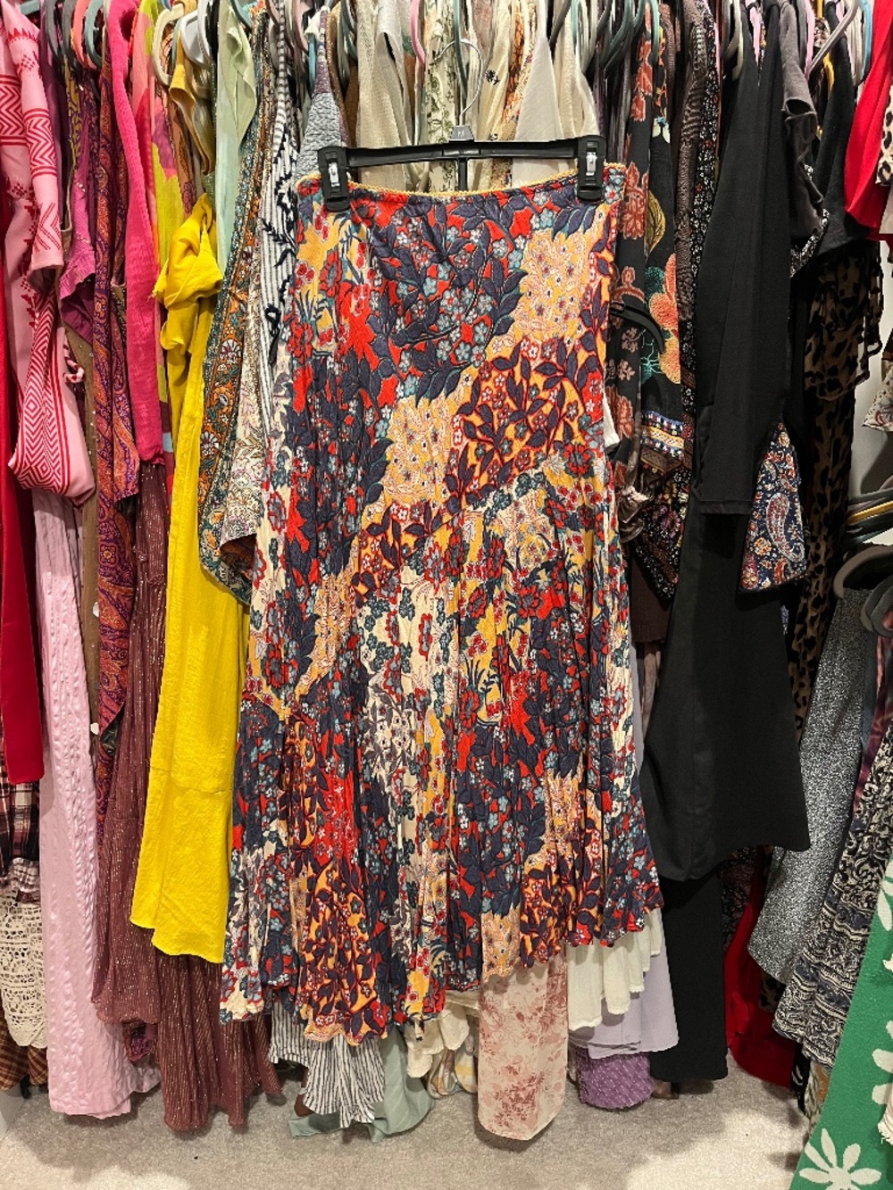Asymmetrical floral hippie skirt